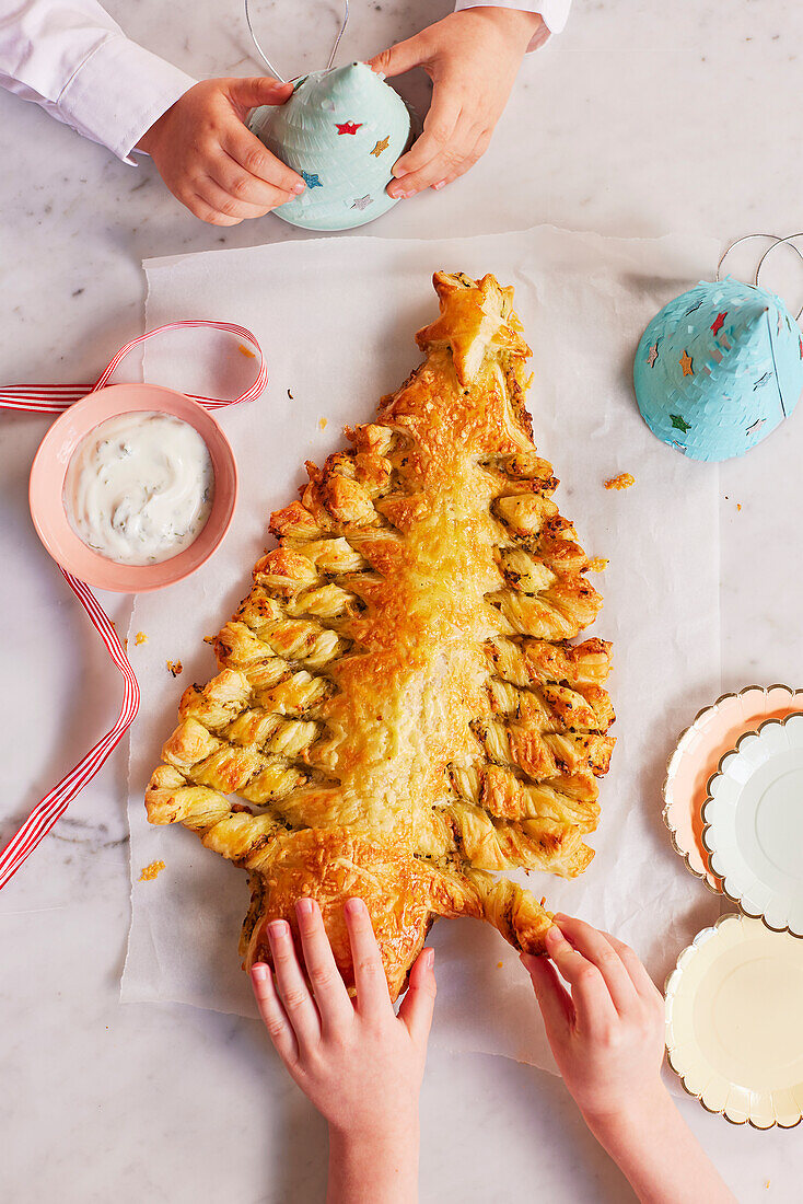 Tear and share christmas tree bread