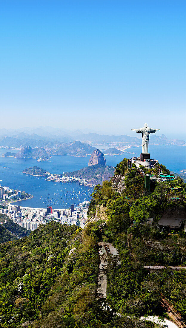 A view of the 'Christ The Redeemer' statue, Corcovado, Rio de Janeiro, Brazil