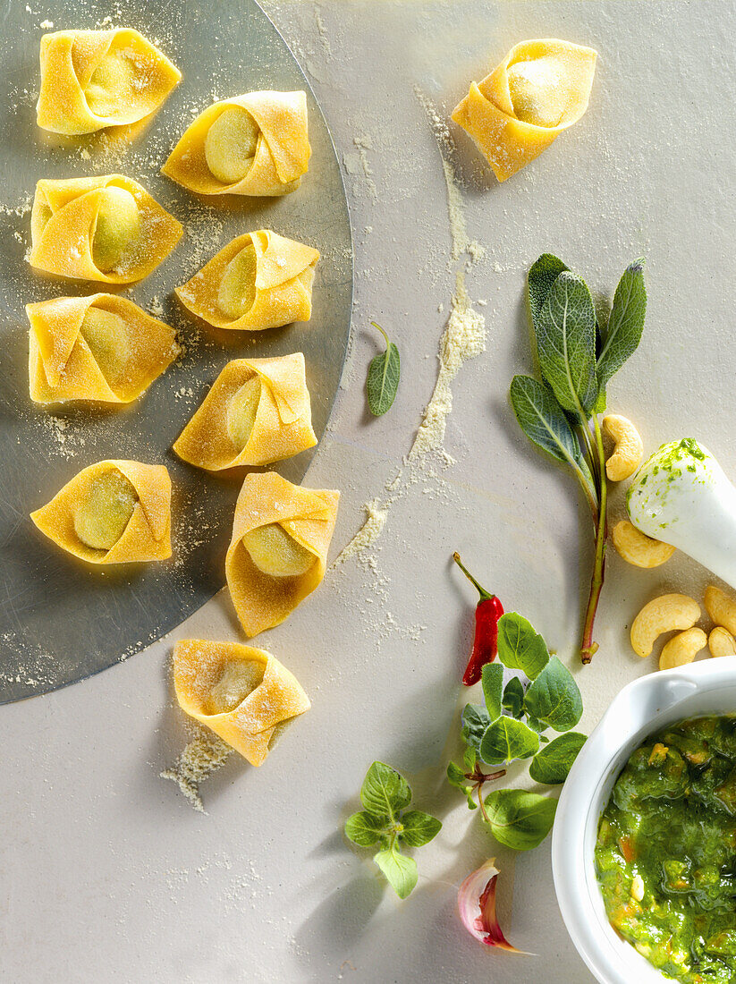 Fresh homemade tortellini