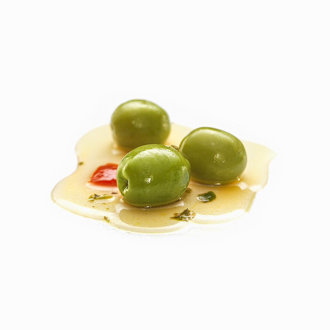 Cured green olives with oregano