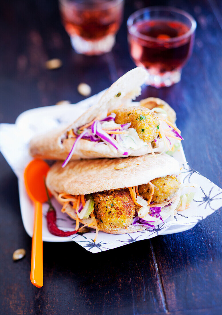 Brottaschen mit Kürbis-Falafel