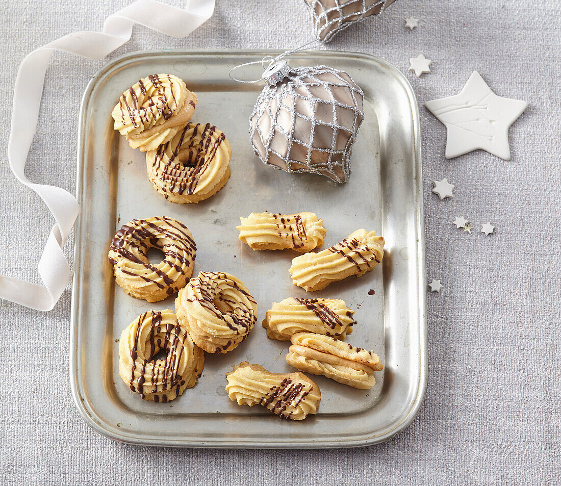 Spritz cookies with chocolate