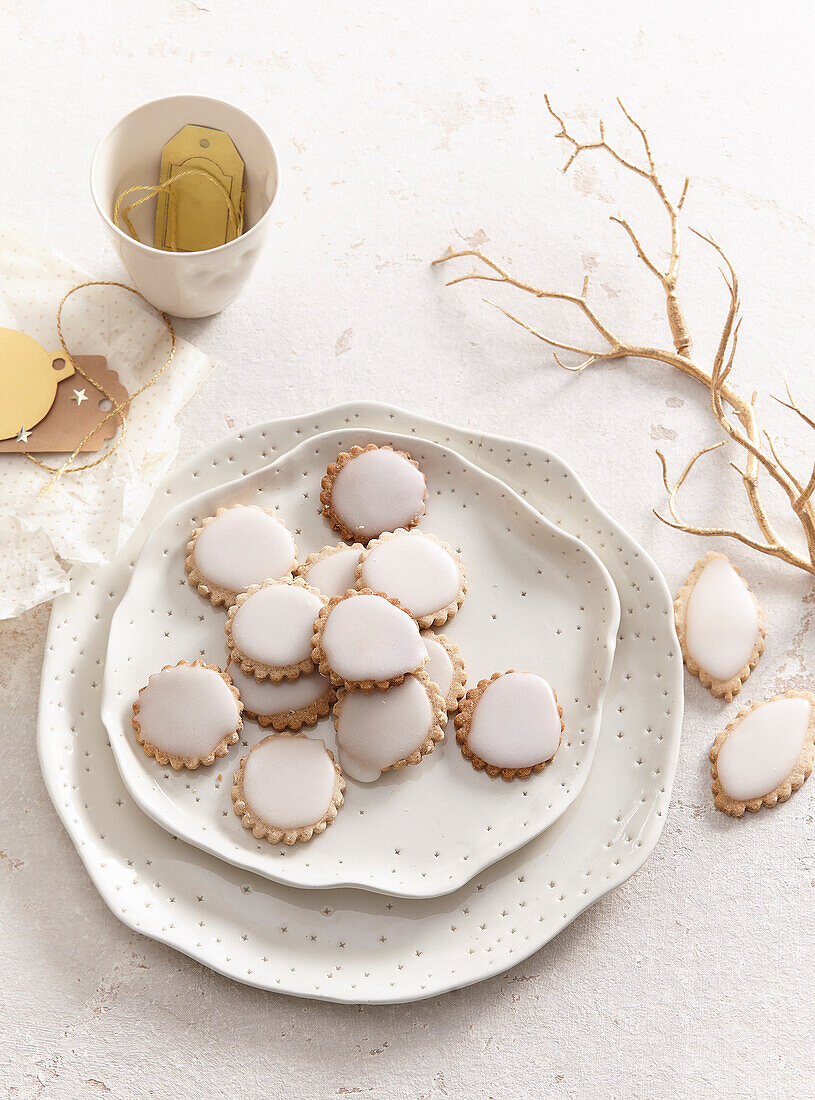 Spanish almond cookies with sugar icing (Christmas)