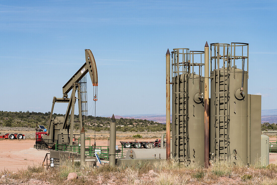 Horsehead oil well pump jack unit and heater treaters