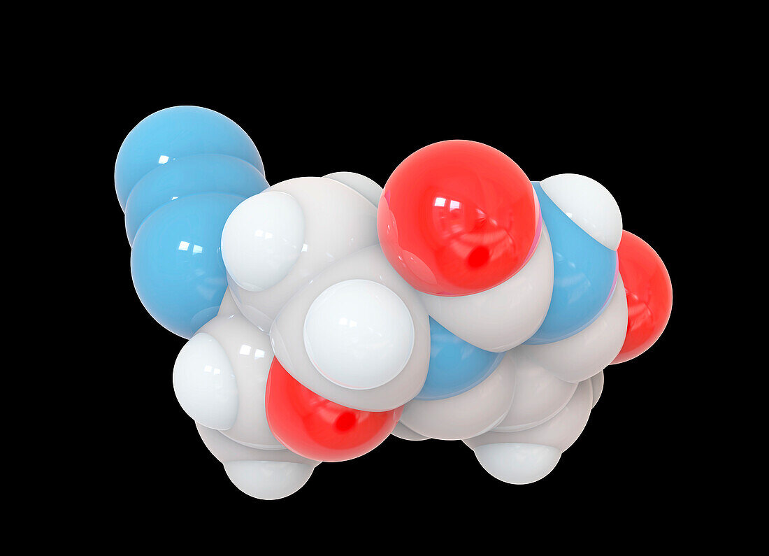 Azidothymidine HIV drug, molecular model