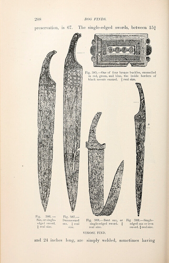 Iron sword blades, 19th century illustration
