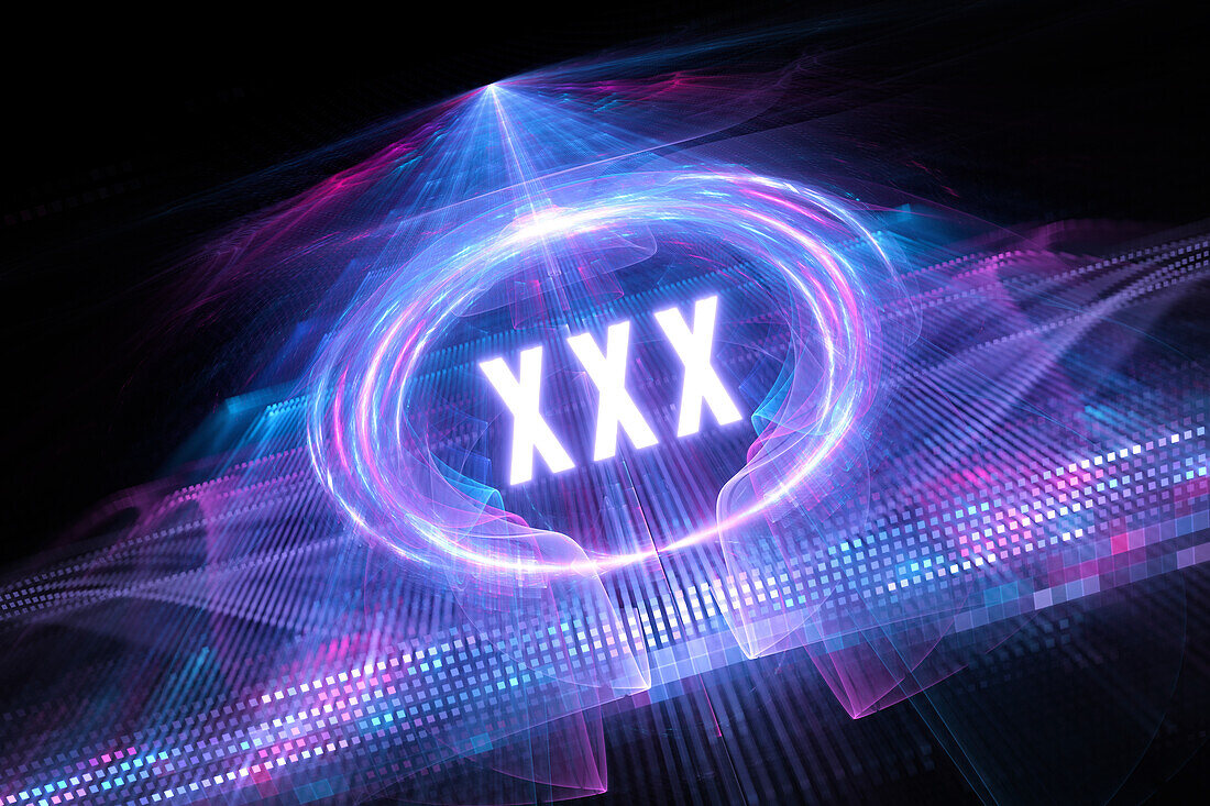 Neon glowing XXX sign, illustration