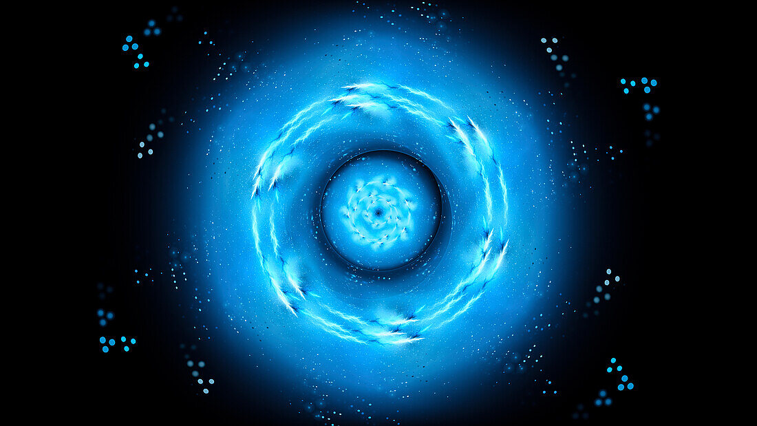 Blue glowing spinning electric force, illustration