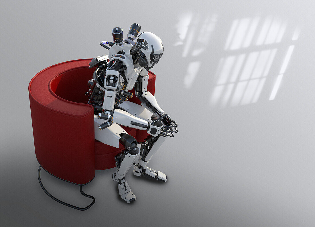 Depressed robot, conceptual illustration