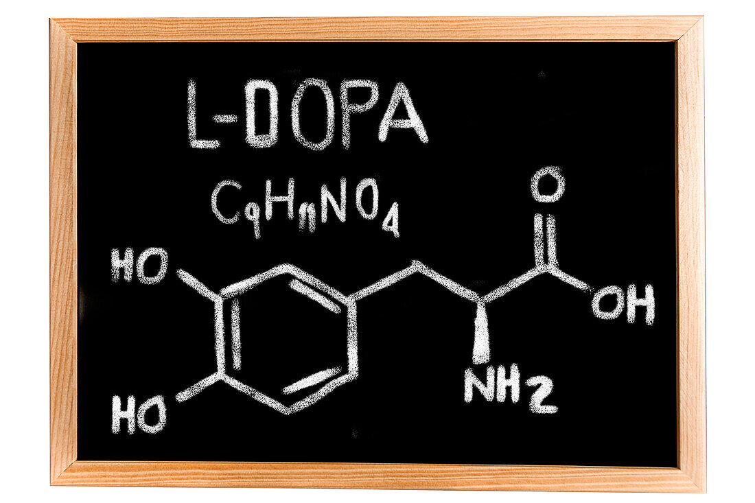 Chemical composition of L-DOPA, conceptual image