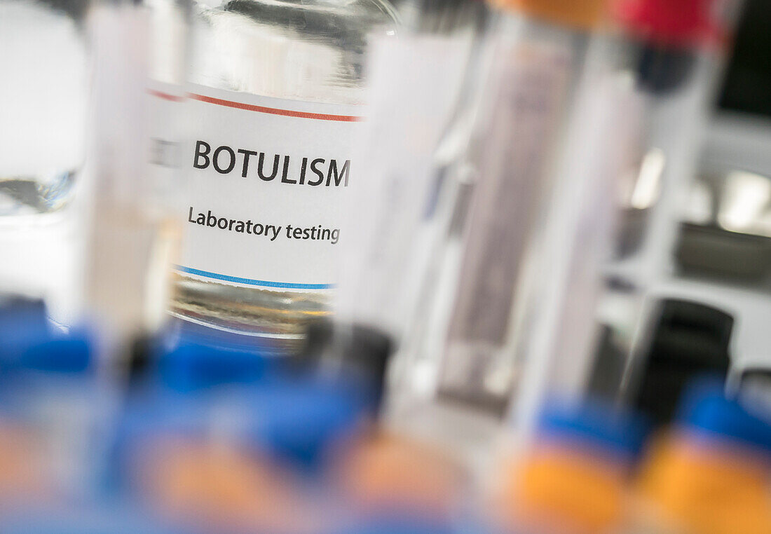 Botulism testing in laboratory, conceptual image