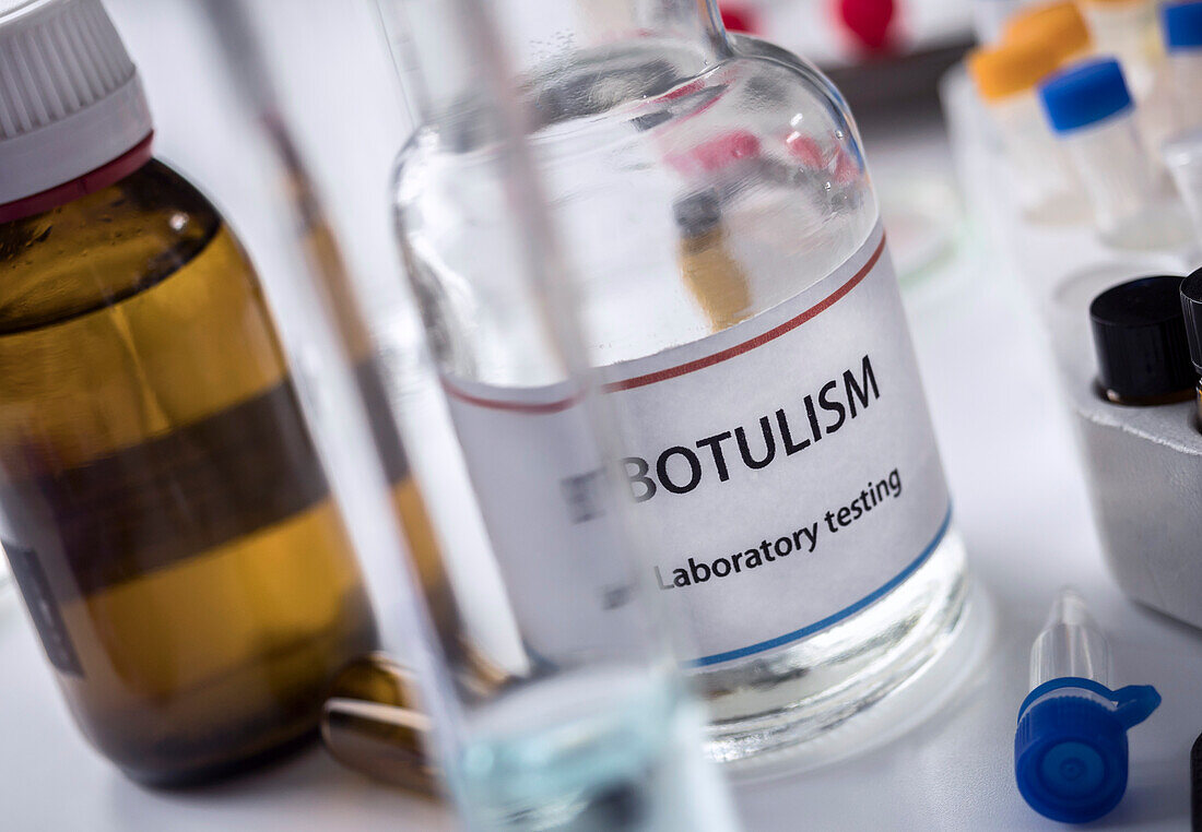 Botulism testing in laboratory, conceptual image