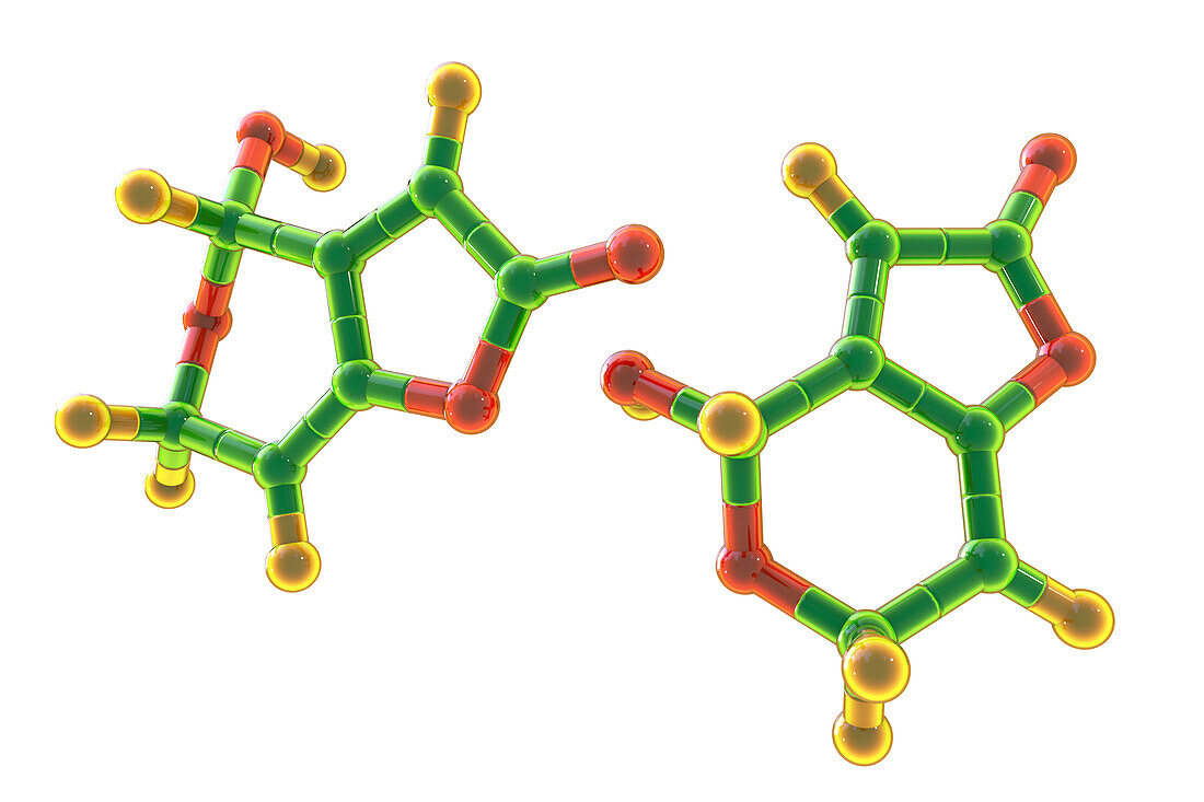 Patulin mycotoxin molecule, illustration