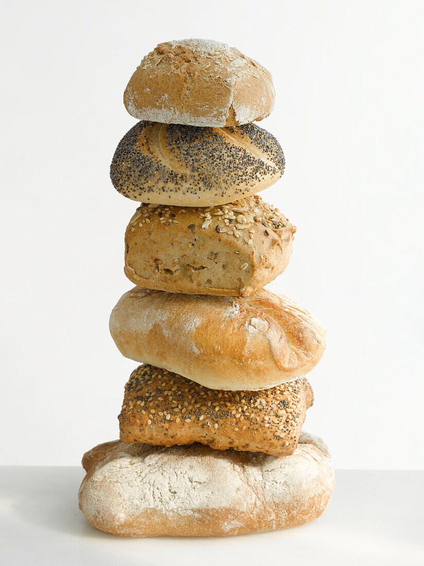 Stack of buns against a light background