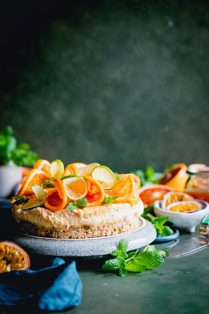 Cheesecake with citrus fruits