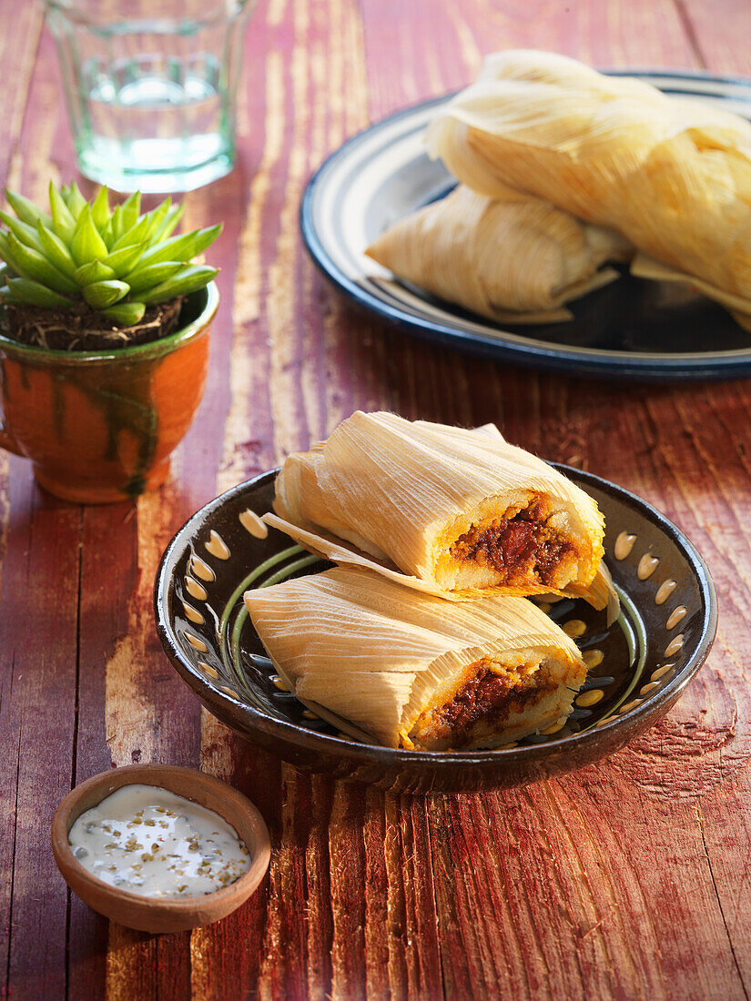 Tamale mit Schweinefleischfüllung (Mexiko)