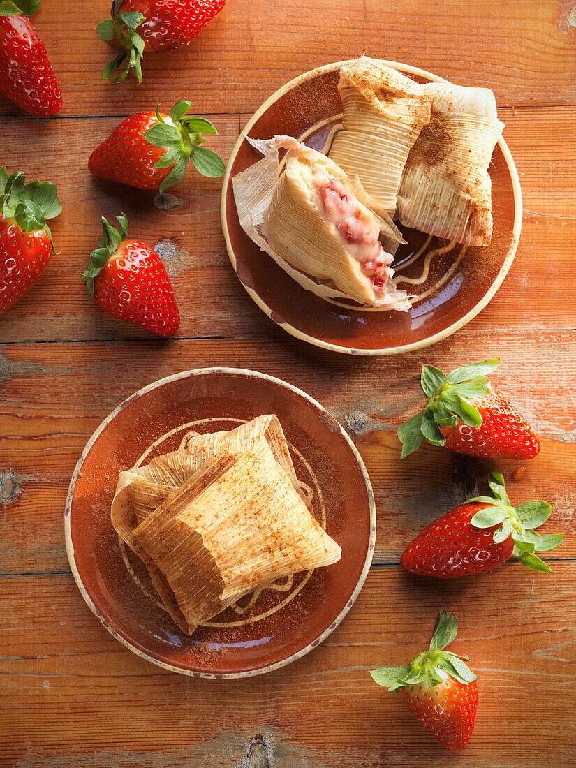 Tamale with strawberry filling (Mexico)