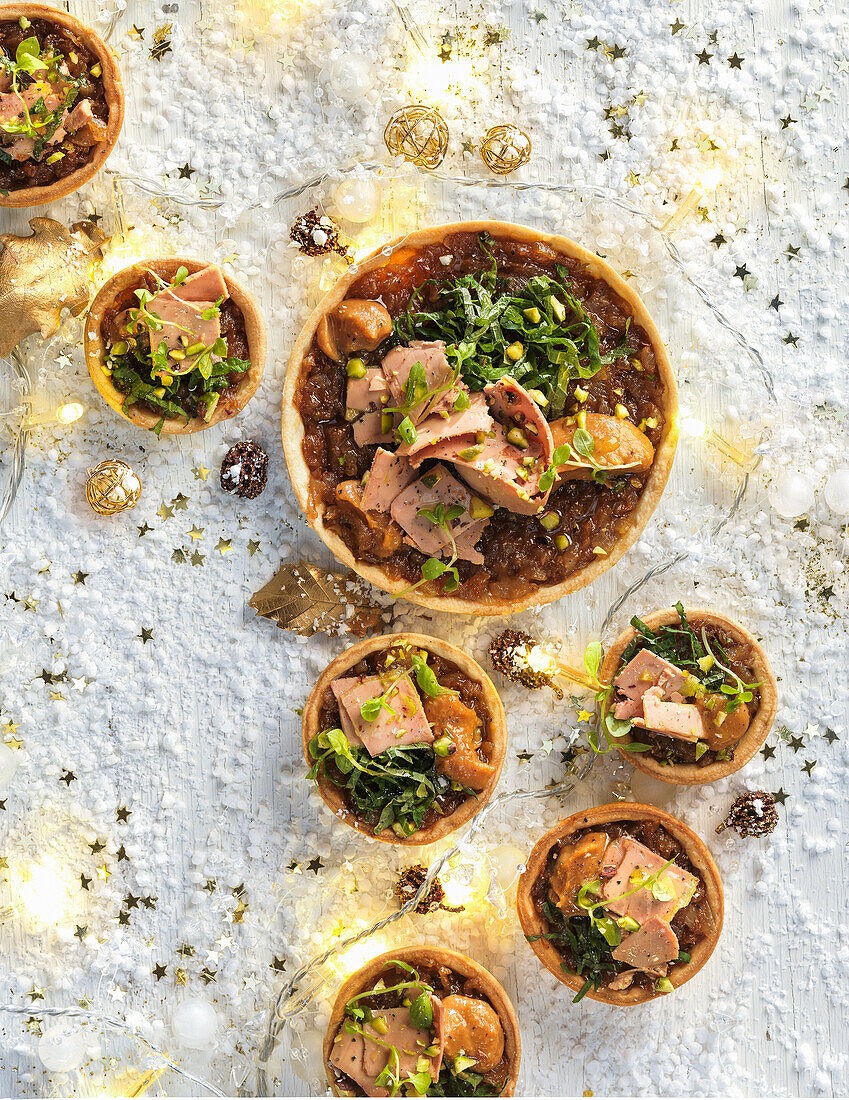 Caramelized onion and foie gras tartlets
