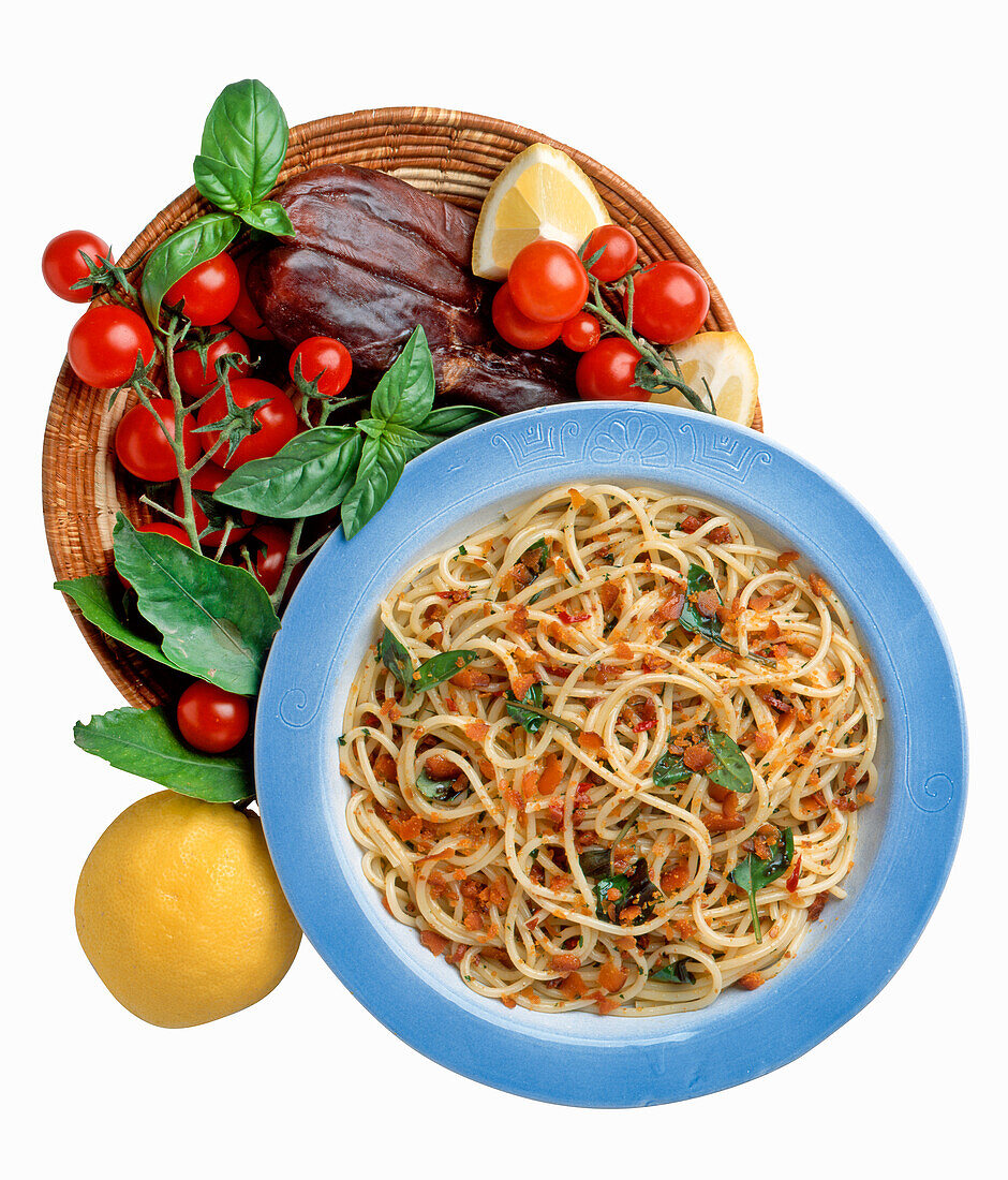 Spaghetti alla Bottarga (Pasta with cured fish roe, Sardinia, Italy)
