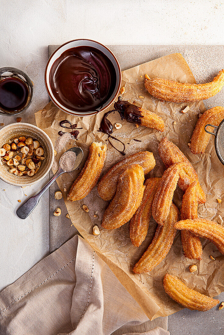 churros with chocolate sauce