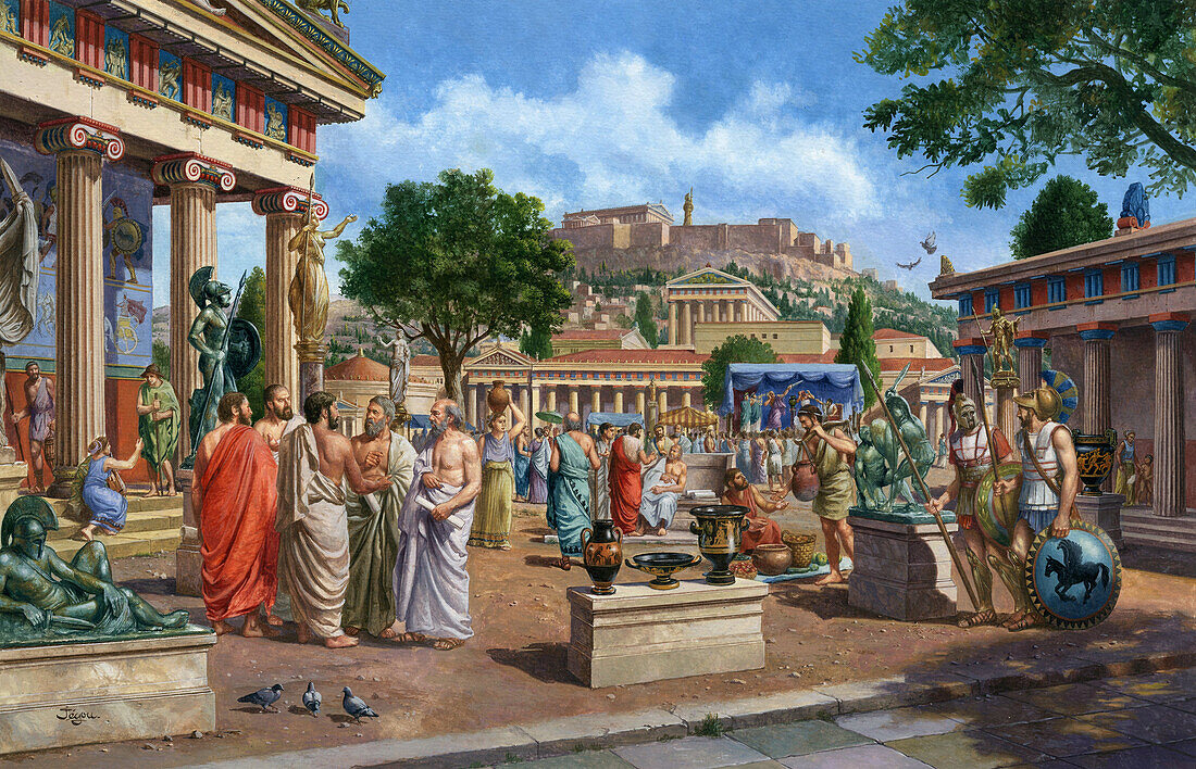 Ancient Greek agora, illustration