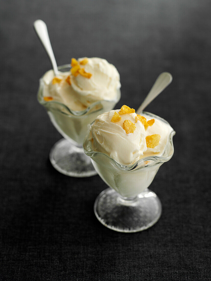 Cornflakes ice cream in a sundae