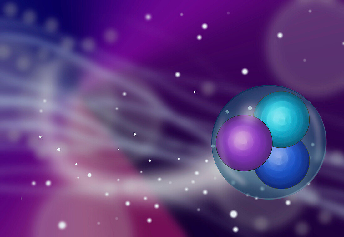 Quarks in space, conceptual illustration