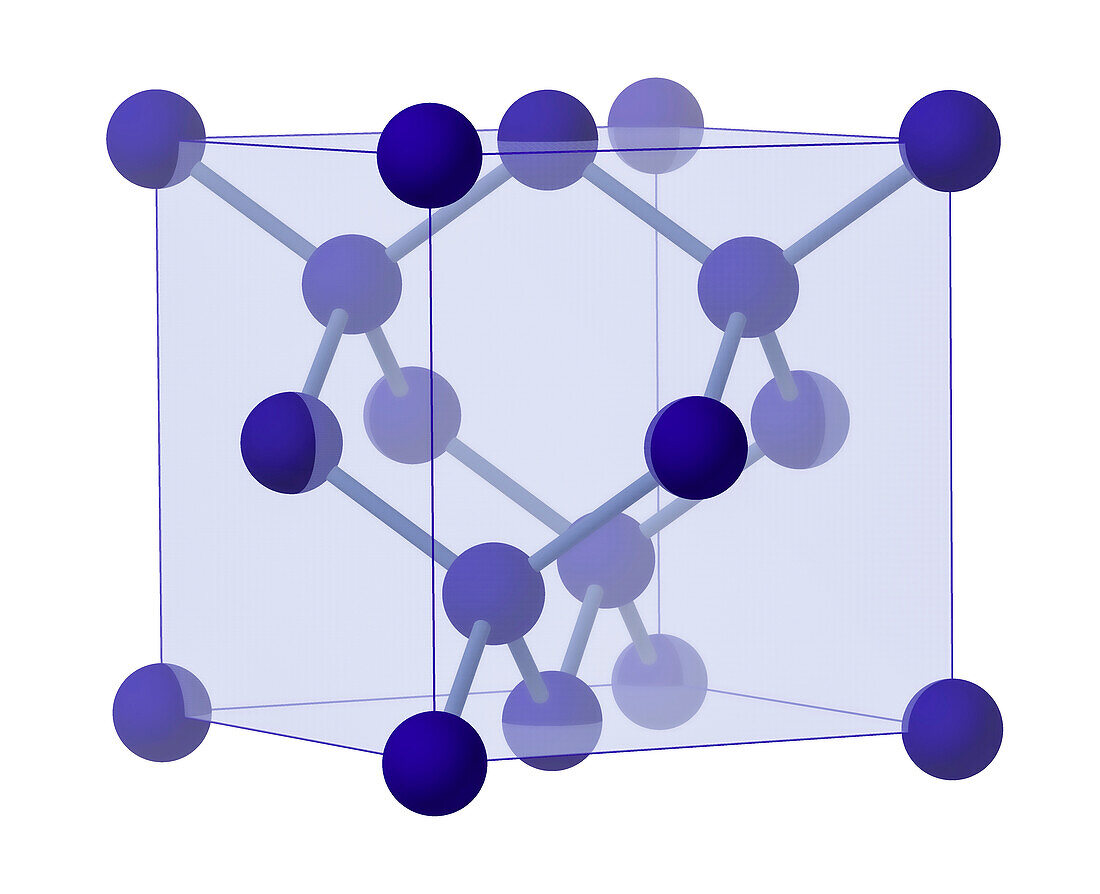 Diamond cubic crystal unit cell, illustration