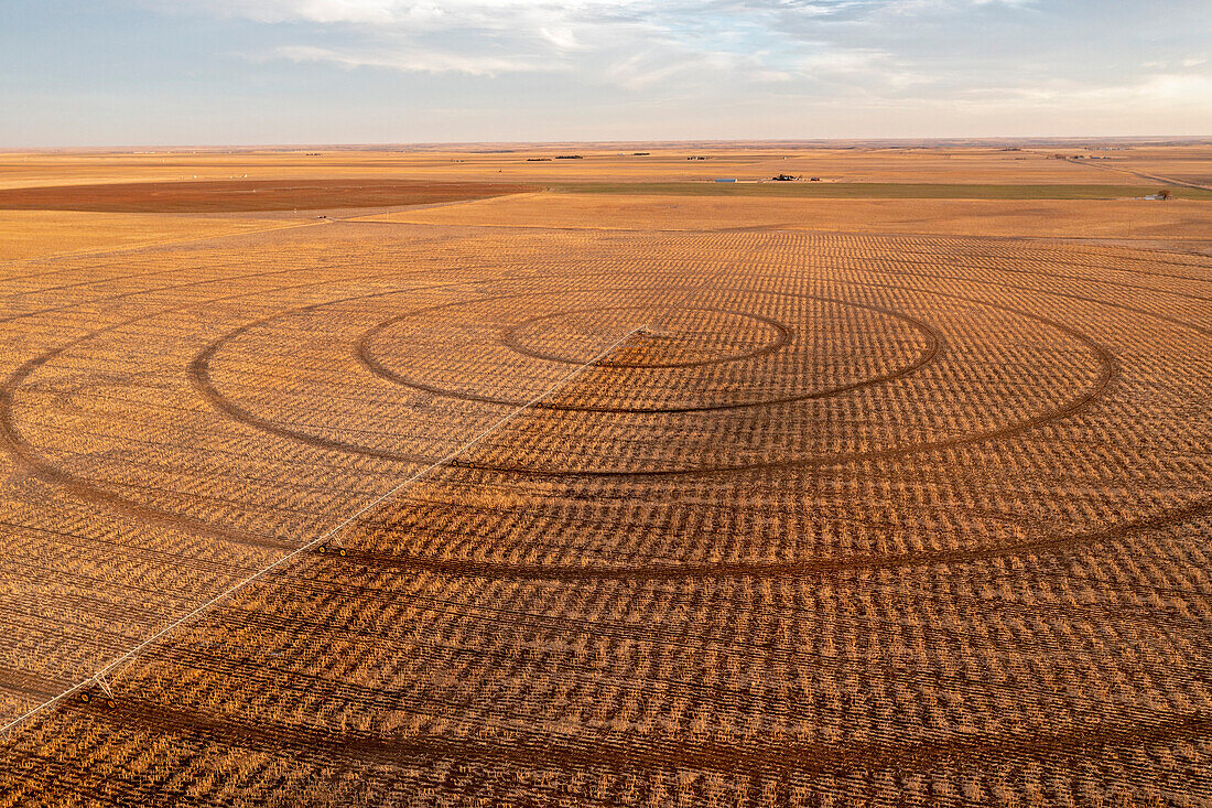 Irrigation on a farm, Oklahoma, USA, aerial photograph