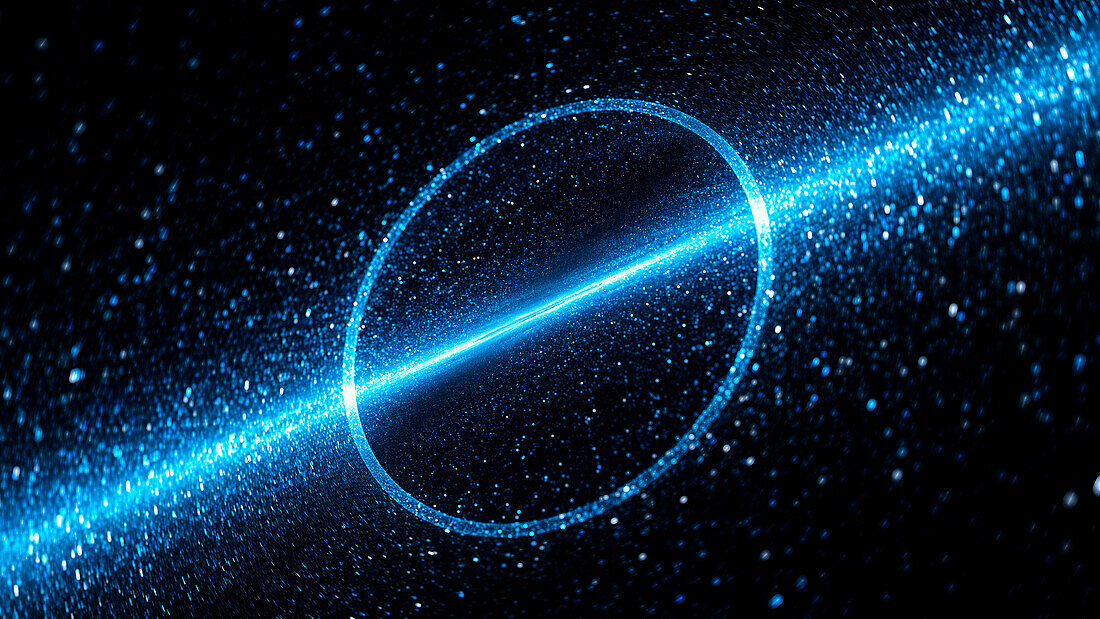Artificial gravitational lens, conceptual illustration