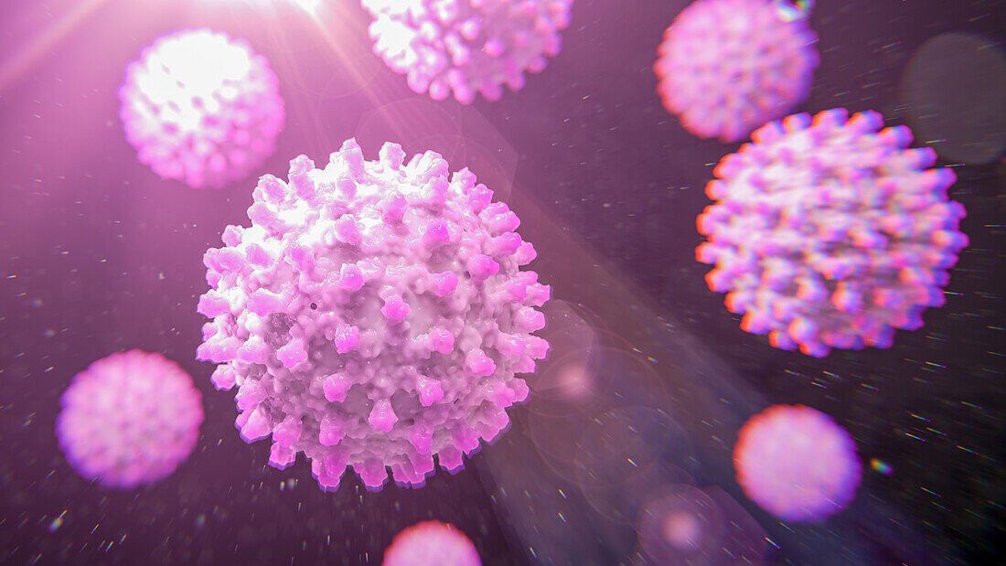 Hepatitis B virus particles, illustration