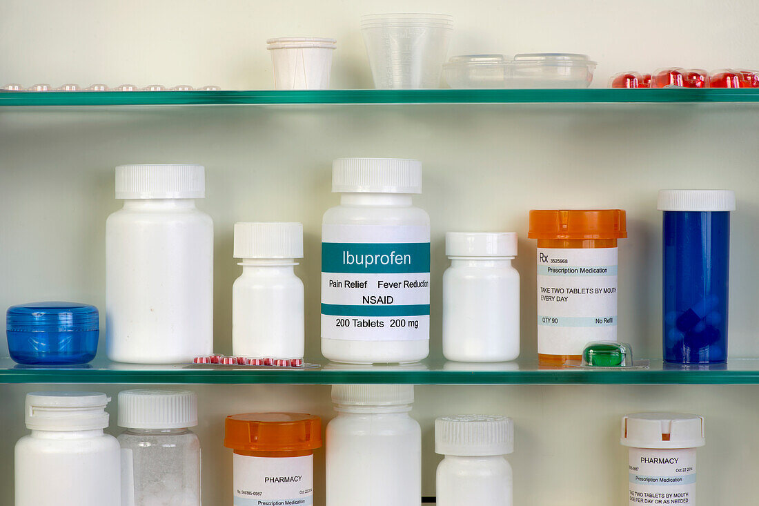 Ibuprofen in medicine cabinet