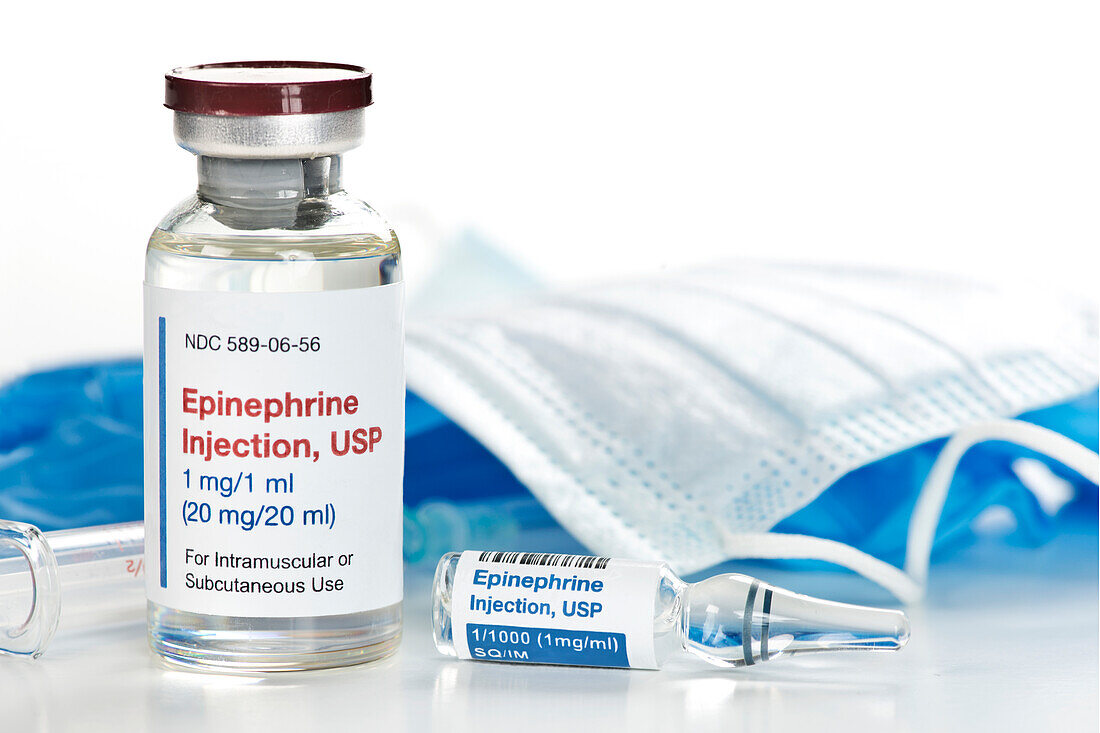 Epinephrine injection ampule and vial