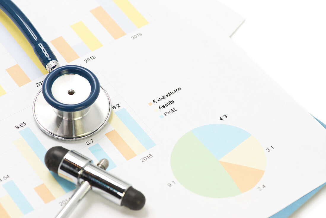 Medical practice financial reports, conceptual image