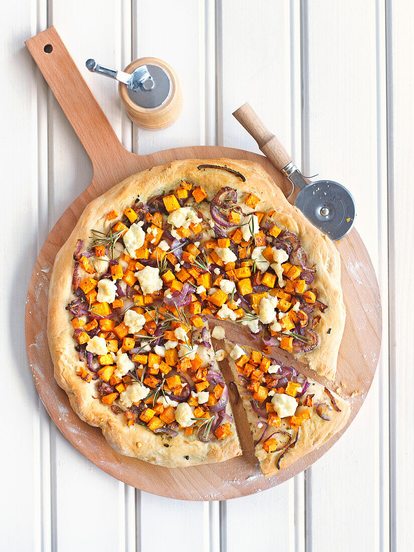 Butternut and rosemary pizza