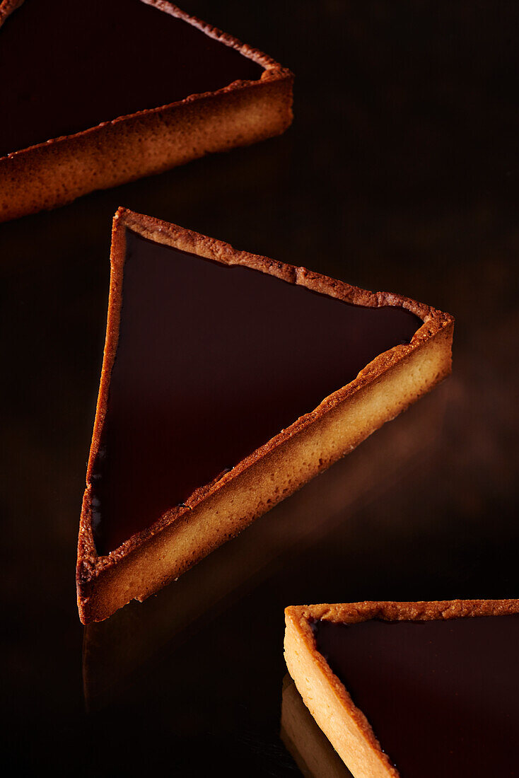 Triangular chocolate tart