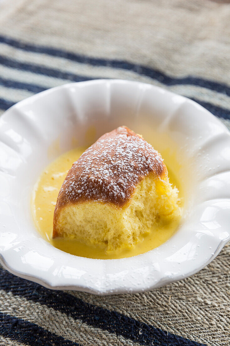 South Tyrolean bread pudding with vanilla sauce