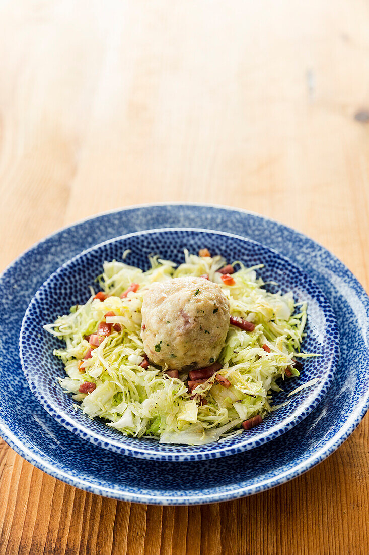 South Tyrolean Lent Dumpling with Cabbage Salad