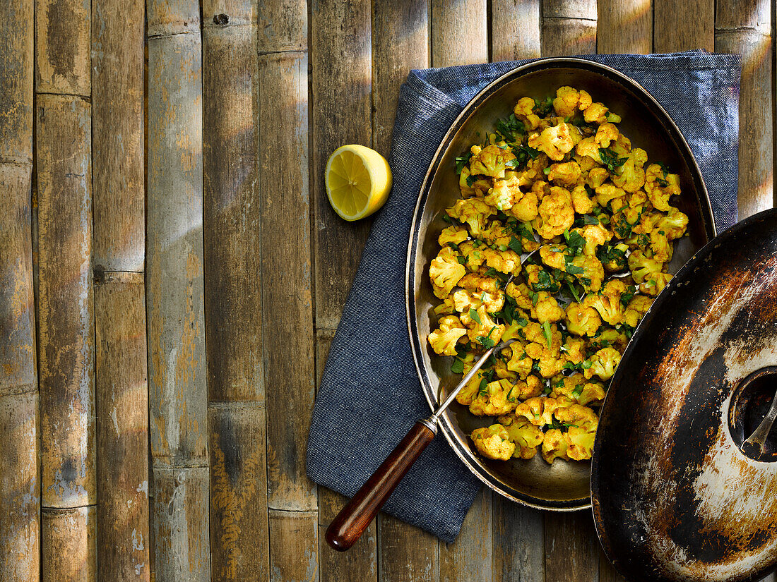 Roasted cauliflower with ginger and cilantro