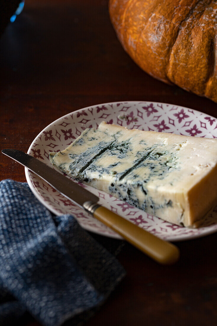 Italian gorgonzola cheese on plate