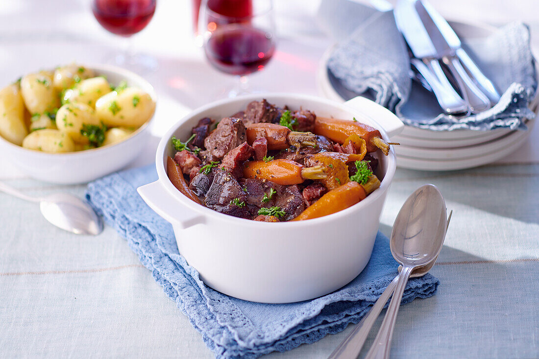 Beef cheek boeuf bourguignon