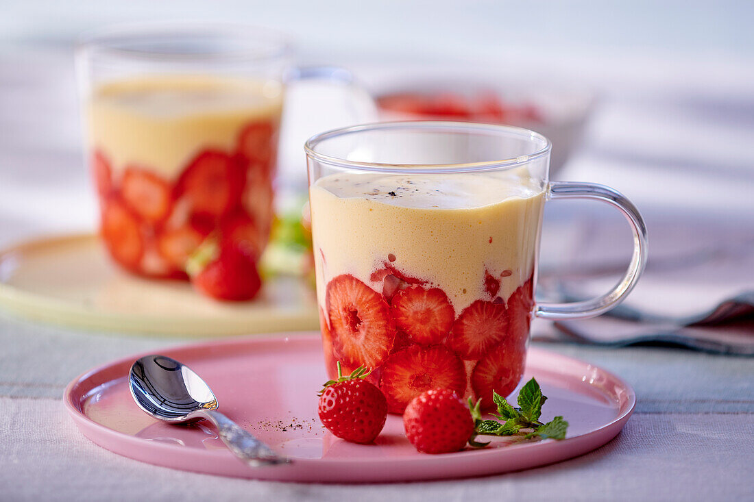 Strawberries with honey and sabayon