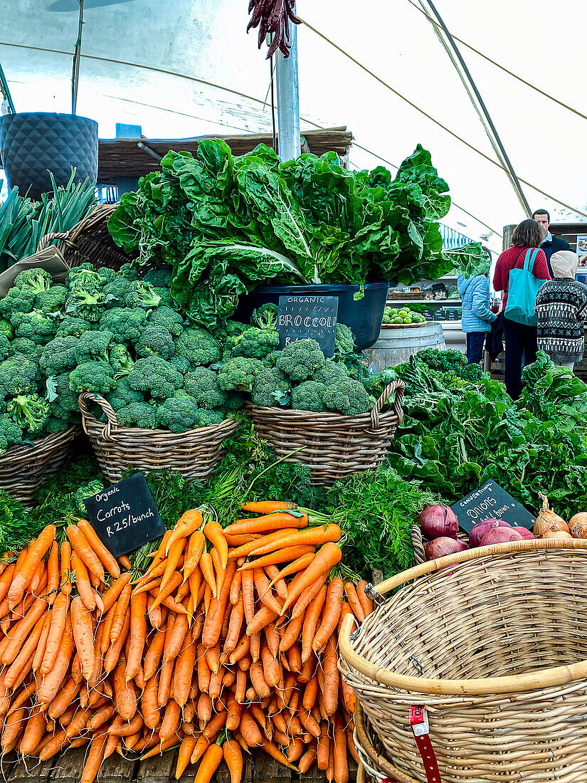 Fresh vegetables at a farmers' market in Cape Town, South Africa