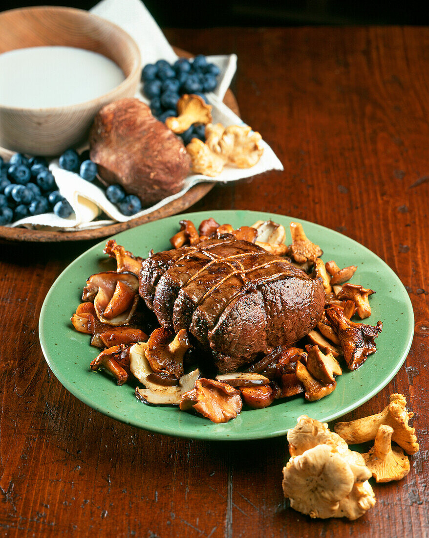 Roast beef in wine with mushrooms (Cortina d'Ampezzo, Italy)