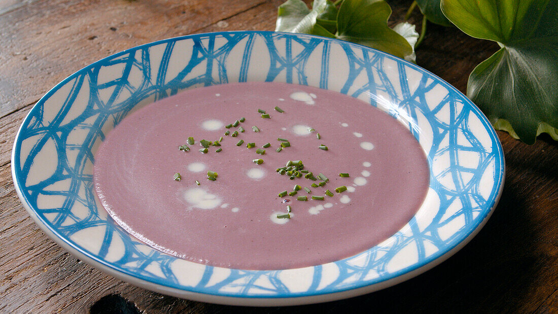 Purple cabbage cream soup