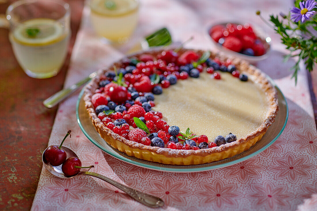 White chocolate tart with berries
