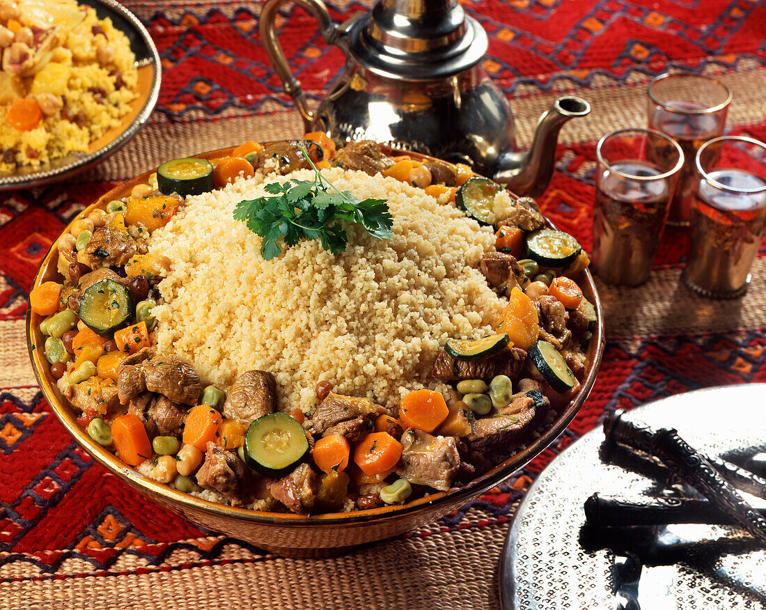 Moroccan couscous with lamb and vegetables