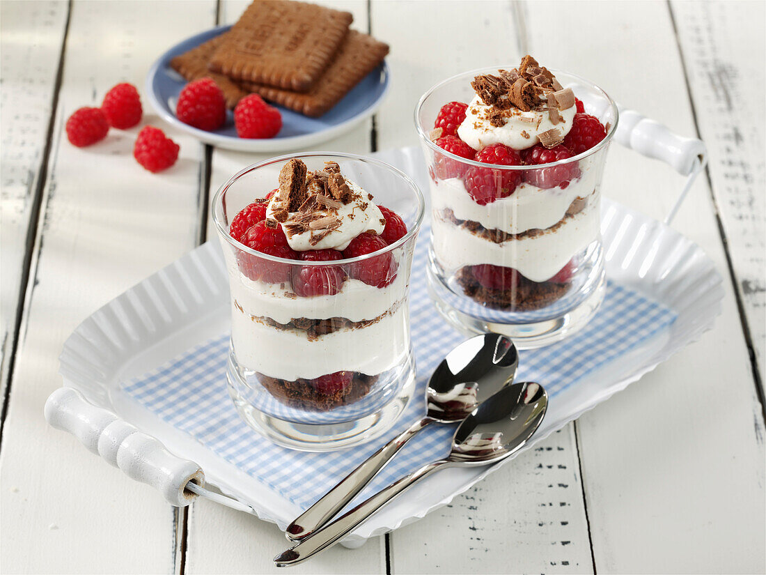 Raspberry layered desserts