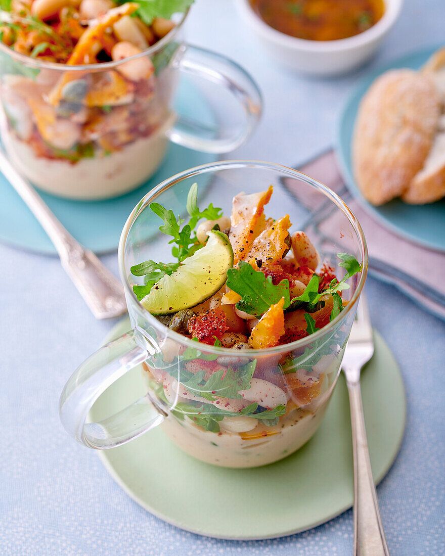 Bean salad with haddock