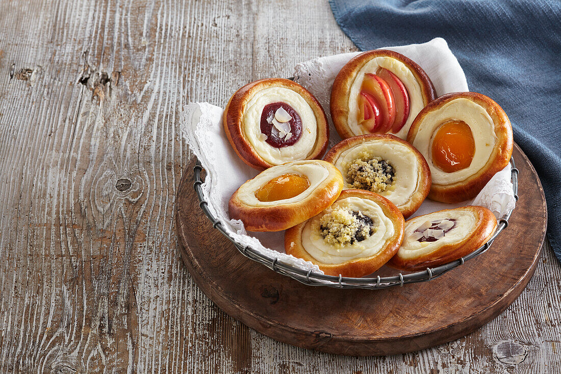 Traditional Czech round yeast pies